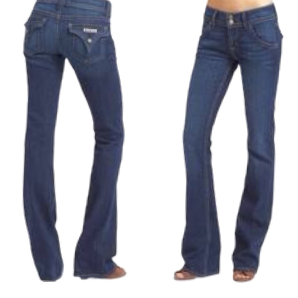 Hudson Signature Flap Bootcut Stretch Dark Wash Denim Blue Jeans 28